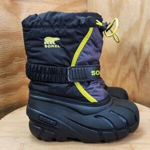 Sorel Boys Flurry Black Waterproof Snow Boots Size 10